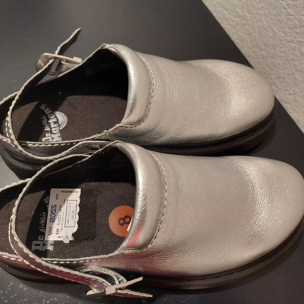 Doc Martens Silver Sling Back Mules - Picture 2 of 7